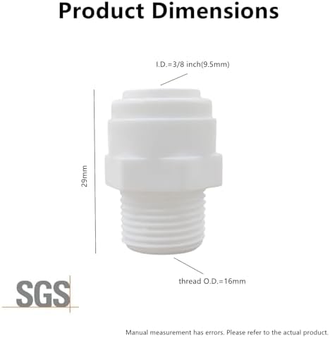 10 Pack 3/8" Push to Connect Fitting - 3/8" OD Tube x 3/8" Male Thread Straight Connector for Reverse Osmosis Systems, Water Filters & Plumbing (white) - Image 2