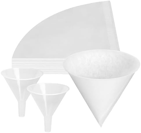 62 Pack Disposable Cooking Oil Filter Paper with Funnels, 4.5"Deep by YEUIKERR