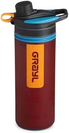 GRAYL GeoPress 24 oz Water Purifier & Water Filter Bottle, Wanderer Red by GRAYL