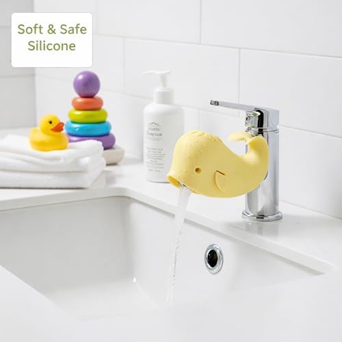 Bath Spout Cover for Bathtub - Protects Baby from Bumping Head During Bathing Time Baby Faucet Cover Universal Faucet Protective Cover Whale Design (Yellow) - Image 3