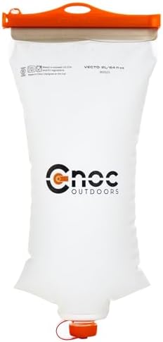 Vecto Water Collection and Filtration Bag (2L, 3L) - 28mm Neck Compatible with Popular Filters - Wide Opening for Easy Water Collection - Lightweight, Compact, Durable Tethered Cap and Slider by CnocOutdoors