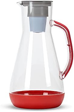 Hydros 64 Ounce Water Filter Pitcher with Patented Fast Flo Tech, 60 Second Quick Fill-Up and BPA-Free Recyclable Filter, Eight Cup Capacity, Red by Hydros