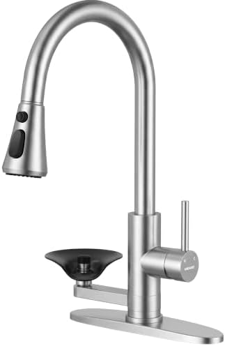 Kitchen Faucet with Glass Rinser, Pull Down Sparyer, 3 Water Modes by WEWE