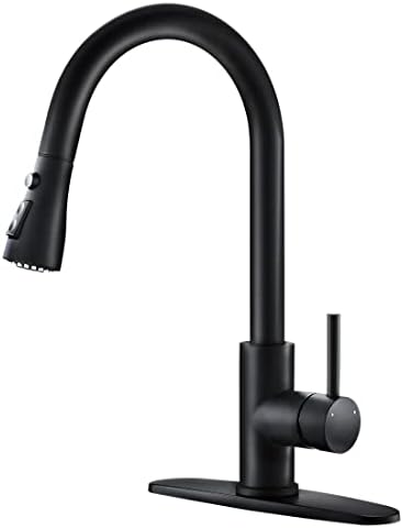 Black Kitchen Faucets with Pull Down Sprayer Kitchen Sink Faucet with Pull Out Sprayer Single Hole Deck Mount Single Handle Stainless Steel Grifos De Cocina 866068R by OWOFAN