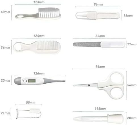 Baby Grooming Kit, Infant Safety Care Set with Hair Brush Comb Nail Clipper Nasal Aspirator,Baby Essentials Kit for Newborn Girls Boys (Grey White) - Image 4