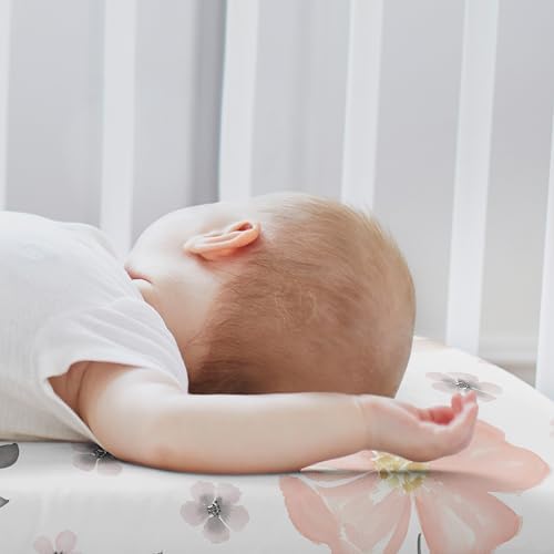 Sweet Jojo Designs 2-Piece Baby Bassinet Sheets Set (Pink/Grey Boho Floral) for Girls, Infant Nursery, Newborn Room - Oval Rectangle Hourglass Mattress (Solid Color, Bohemian, Farmhouse, Chic, Flower) - Image 3