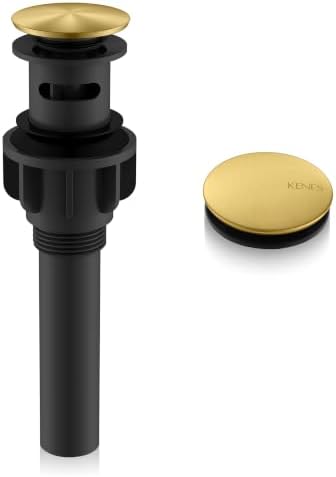 KENES Brushed Gold Pop Up Bathroom Sink Drain Assembly with Overflow by KENESBathroomKitchen