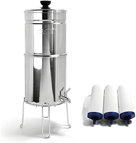 ProOne Big+ Gravity Water Filter System High Capacity Countertop Stainless Steel Water Filter Dispenser IAPMO Certified to Reduce Lead, Total PFAS, Microplastics, Chlorine Taste & Odor, 3 Pack Filter by ProOneWaterFilters