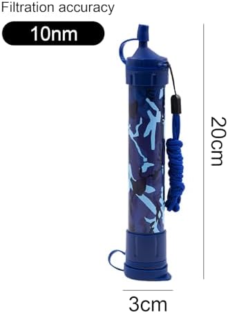 Water Filter Camping, Personal Backpacking Water Filter Straw Portable for Hiking Travels (Blue Camouflage) - Image 2