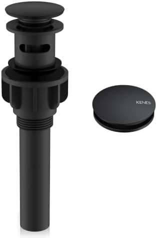 KENES Pop Up Bathroom Sink Drain with Overflow, Matte Black Pop Up Drain by KENESBathroomKitchen