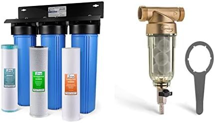 iSpring WGB32BM 3-Stage Whole House Water Filtration System w/ 20-Inch Sediment, Carbon Block & Reusable Whole House Spin Down Sediment Water Filter with Siliphos, Multiple Micron Sizes by Unknown
