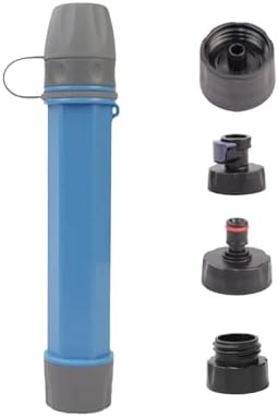 1 Pack Survival Water Filter Straw for Hiking & Camping, 2025 Personal Portable Water Purifier, 3000L Long Life, Includes Bottle & Hydration Bladder Adapters (1, Sky Blue, 3x3x19.3cm) by Unknown