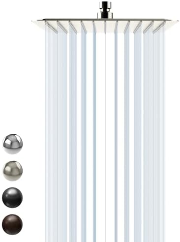 SR SUN RISE 10 Inch Rain Shower Head Brushed Nickel 304 Stainless Steel High Pressure Rainfall Showerhead Ultra Thin Water Saving by SRSUNRISE