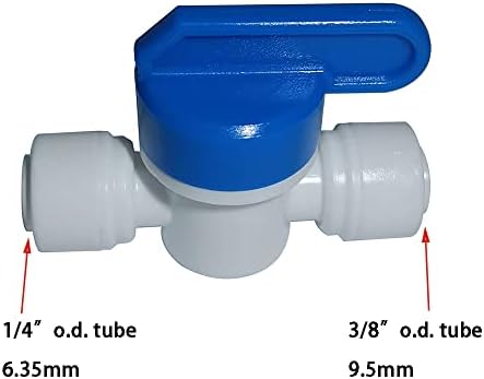Food-Grade Quick Connector Push-In Tube Fitting - 1/4"to 3/8" O.D. Reducing Tube Shut off Ball Valve for Reverse Osmosis Water Filter Purifier (Pack of 5) - Image 2