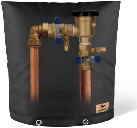 Backflow Preventer Insulation Cover - Water Pipe Insulation Sprinkler Cover for Outside - Insulated Backflow Cover Pouch for Irrigation Back Flow Valve in Winter or Sun Exposure (24"W x 24"H, BLACK) by DEMEDO