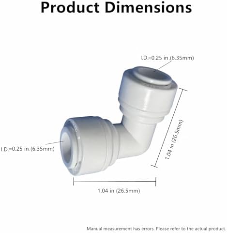 1/4" RO Tubing 90-Degree Elbow Connector, Push-to-Connect Fittings for RO/DI Water Filter Systems & Aquariums (10 Pack) - Image 2
