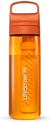 LifeStraw Go Series BPA-Free Water Filter Bottle, 22 oz, Kyoto Orange by Unknown