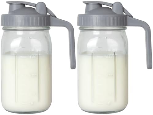 32 oz Breast Milk Pitcher, Glass Mason Jar Pitcher with Lid by OneDream