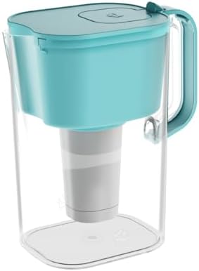 HOMEWATER 10-Cup Pitcher Filter (Teal) – BPA-Free, High-Capacity 2.4L Pitcher with Fast-Flow Carbon Filter, Wide Mouth for Easy Pouring, Removable Filter Replacement, Locking Lid, and Dishwasher-Safe by HomeWater
