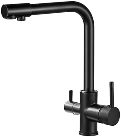 3-Way Kitchen 360° Swivel Osmosis Water Filter Tap with Dual Levers White Sink Mixer Perfect for Drinking Water Modern Design Easy Installation,Black by Unknown