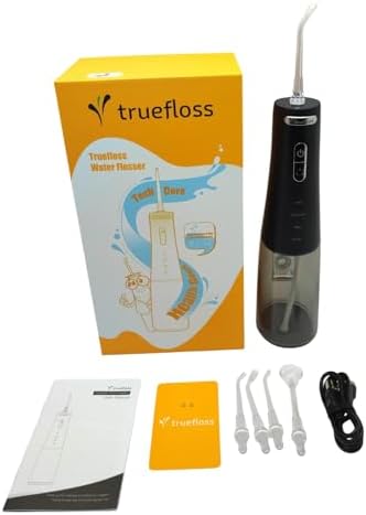 Truefloss Cordless Water Flosser 4 Modes 2000mAh Battery 5 Jet Tips Replacement, IPX7, Black Color by Unknown