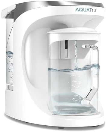 AquaTru Glass Carafe | Countertop Reverse Osmosis Water Filter Countertop RO System Water Purifier | 4 Stage Reverse Osmosis Filtration | Removes 84 Contaminants Like PFOA + PFOS, Lead, Microplastics by AQUATRU