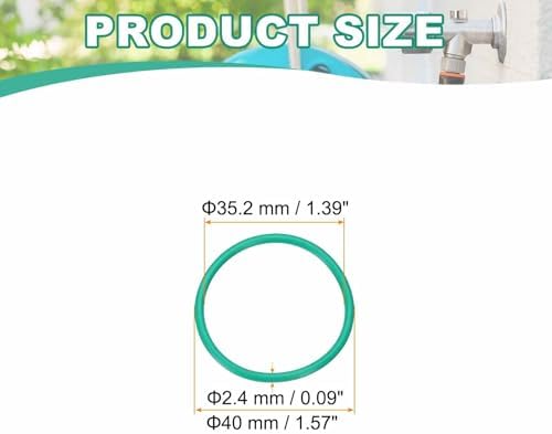 HARFINGTON 5 Pcs Fluorine Rubber O-Rings 40mm OD 35.2mm ID 2.4mm Width Round Sealing O Ring Seal Gasket for Industrial Engines Plumbing Faucet Hose Automotive - Image 2