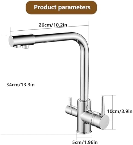 3-Way Kitchen 360° Swivel Osmosis Water Filter Tap with Dual Levers White Sink Mixer Perfect for Drinking Water Modern Design Easy Installation,White - Image 6