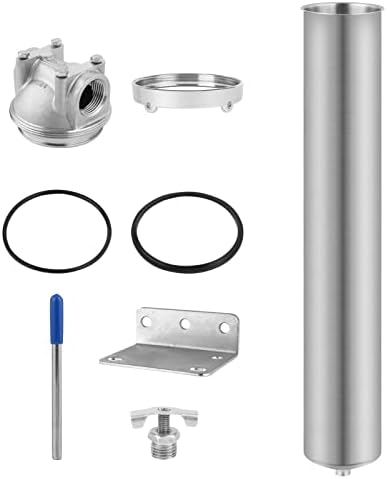 NSF/ANSI 42 Stainless Steel Whole House Water Filter Housing, 20" x 2.5" Sediment Water Filter System for Heavy Duty, Well & City Water, 3/4" NPT Port, Drain Valve Style A(Wing) - Image 4