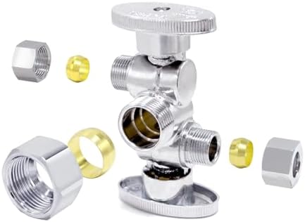 TTFLEX Dual Shut Off Valve 1/2" NOM x 3/8" COMP x 3/8" COMP, Quarter Turn by TTFLEX