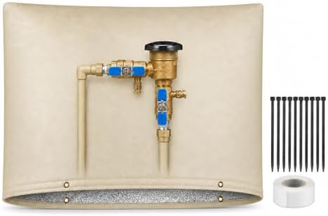 Backflow Preventer Cover Insulated Pouch, 30 x 24 Inch 5-Layer Winter Freeze Protection for Outdoor Sprinkler Valves and Pipes, Includes 10 Cable Ties and 1M Self-Fusing Silicone Tape (24X30) by Unknown