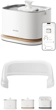 Bundle of PETLIBRO Upgrade Cat Water Fountain, Cordless Cat Fountain, App Monitoring 3L/101oz Dockstream 2 Pet Water Fountain with Stainless Steel Tray, Dog Water Bowl Dispenser + Splash Shield by Unknown