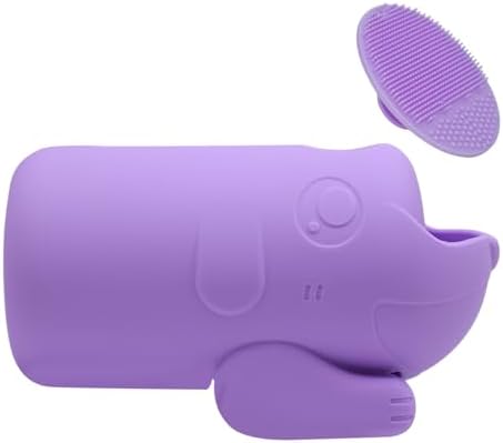 mandoo Faucet Extender for Toddlers, Bath Spout Cover for Baby, Bathtub Faucet Cover for Baby, Toddler Bath Silicone Shower Toys,Head Protector for Kids Safety.（Purple+Brush） by mandoo