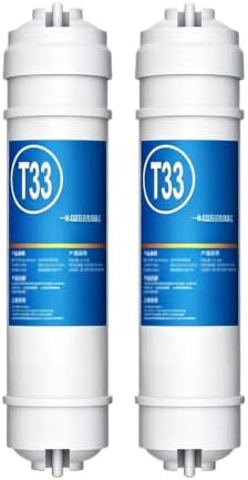 2 Count 10.5"x2.4" T33 Inline Post Carbon Replacement Filters, 1/4"Quick Connect, Easy Tool-Free Swap, Keeps Kitchen RO Water Crisp by Unknown