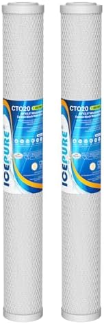 ICEPURE 1 Micron 20" x 2.5" Whole House CTO Carbon Sediment Water Filter Cartridge, 20-inch Sediment Pre-Filtration Compatible with C1-20, EP-20, HX-CB-25-2010, F3WCB32, 2PACK by ICEPURE