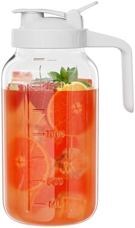 JunVpic Glass Pitcher with lid, 64 oz Wide Mouth Mason Jar by Junvpic