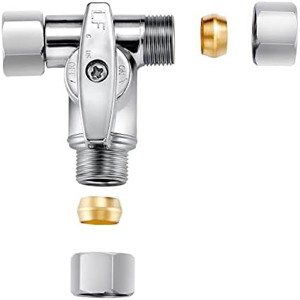 Lead-Free Brass 2Pcs Chrome-Plated Add-A-Tee 3-Way,3/8 Inch x 3/8 Inch x 1/4 Inch Angle Stop Valve For Reverse Osmosis Water Filters,Ice Maker,Refrigerator - Image 6