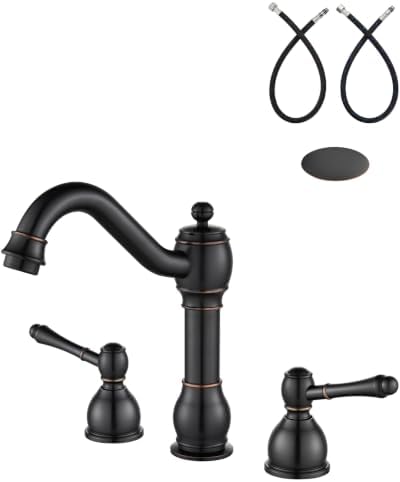 Aolemi Widespread Bathroom Sink Faucet 3 Hole Metal Lever Oil Rubbed Bronze by Aolemi