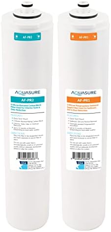 Aquasure ‎‎Premier Series Stage 1 Sediment & Stage 2 Carbon Block Replacement Water Filter Cartridge Bundle AF-PRE12, for AS-PR75/100 4-Stage Reverse Osmosis RO Under Sink Water Filtration System by Aquasure