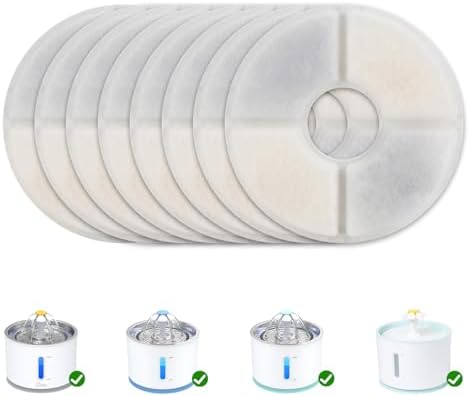 Wonder Creature Round Cat Water Fountain Filter Replacement 8 Pack by WonderCreature