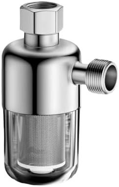 Washing Machine Water Filter, 40 Micron Reusable Brass Inline Sediment Filter, Anti-Scale Hose Pre-Filter for Water Heater, RV, and Toilet Bidet (L Port) by DONGKER
