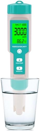 Pool Salt Tester - Multifunctional 5 in 1 Salinity, PH, TDS, EC, and Temperature Meter, Pool Salinity Testing Kit, Digital Salinity Tester for Swimming Pool,Saltwater, Sea Water, Aquarium by Unknown