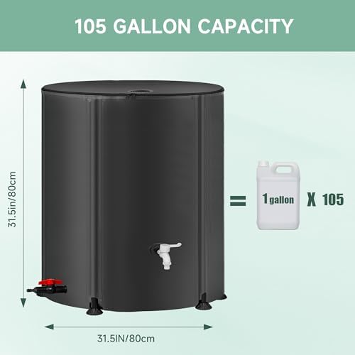 Collapsible Rain Barrel Water Storage Containers-105 Gallon Portable Rainwater Collect System Water Tank to Collect Rainwater from Gutter Downspout Water Catcher with Spigots,Filter＆Overflow Kits - Image 4