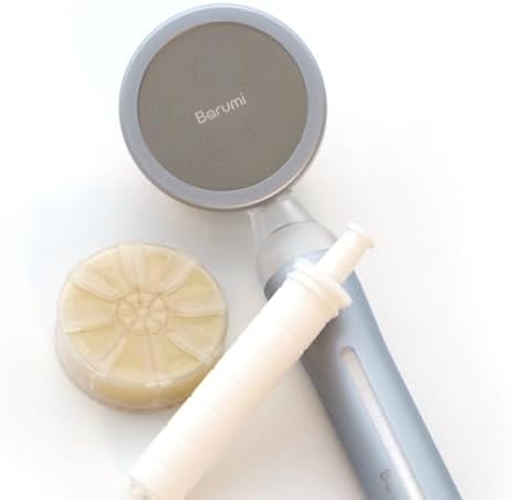 Barumi Pluo Handheld Filtered Shower Head - Silver | Vitamin C Filter for Healthy Skin & Hair | High Pressure Soft Spray | Dual Filtration Removes Chlorine & Impurities | Gentle Shower for Pets by Barumi