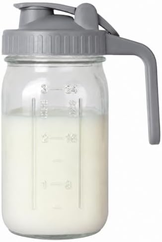 32 oz Breast Milk Pitcher, Glass Mason Jar Pitcher with Lid by OneDream
