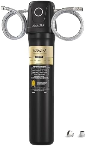 AQUALTRA USF02-BK Under Sink Water Filter System, 20K Gal, NSF/ANSI/CAN 372 Certified, Reduces PFOA, PFOS, Chlorine, Lead, Mercury, Chloramine, Fluoride, Microplastics Particles, Bad Taste & Odor by AQUALTRA