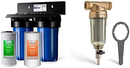 iSpring WGB21B 2-Stage Whole House Water Filtration System & WSP-100 Reusable Whole House Spin Down Sediment Water Filter, 100 Micron Flushable Prefilter Filtration by Unknown