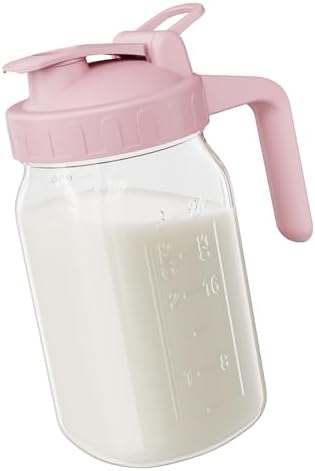 JunVpic Breast Milk Pitcher, 32 oz Wide Mouth Glass Mason Jar with Lid by Junvpic