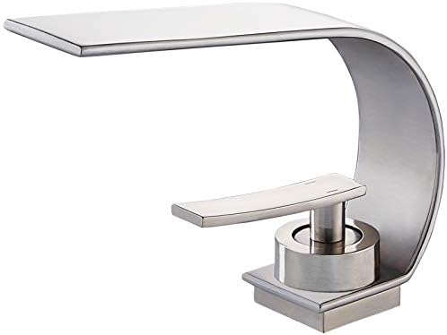 becola Modern Bathroom Faucet, Low Arc Brass Ceramic Valve Vanity Single Hole Bathroom Sink Faucet, Touch On Single Handle Hot and Cold Water Mixer Tap - Brushed Nickel by BECOLA