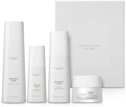 2026 Korea Skin Care System Upgraded New The Fame 4-Step Set in one box (Toner, Face & Eye Serum, Lotion, Cream) by Unknown